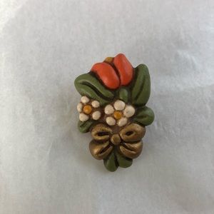 Vintage Italian Thun Brooch Pin Tulip Daisies